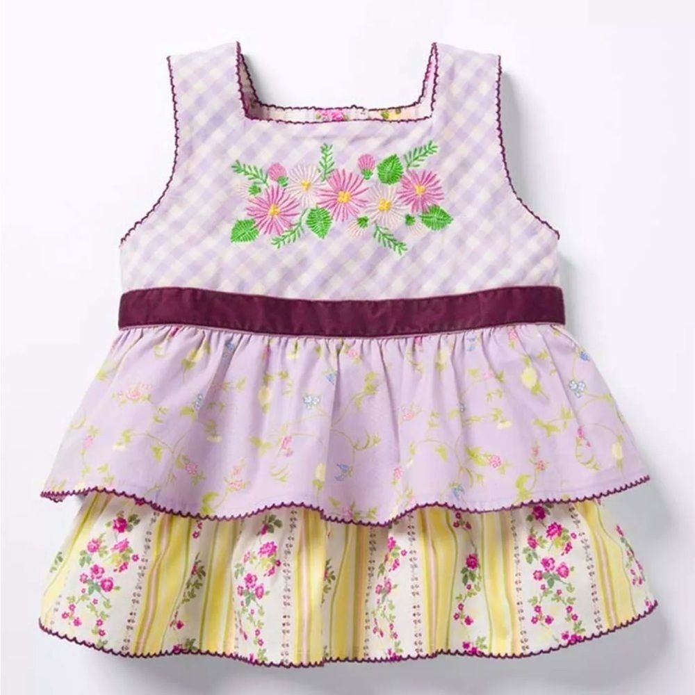 Matilda Jane Girls Enchanted Garden Prudence Gingham Tunic Top Size 4 MJ-106